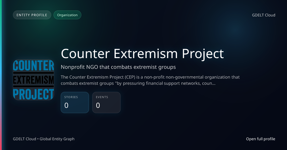 Counter Extremism Project - GDELT Cloud Entity | GDELT Cloud