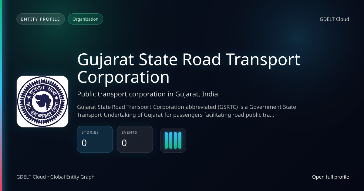Gujarat State Road Transport Corporation - GDELT Cloud Entity | GDELT Cloud