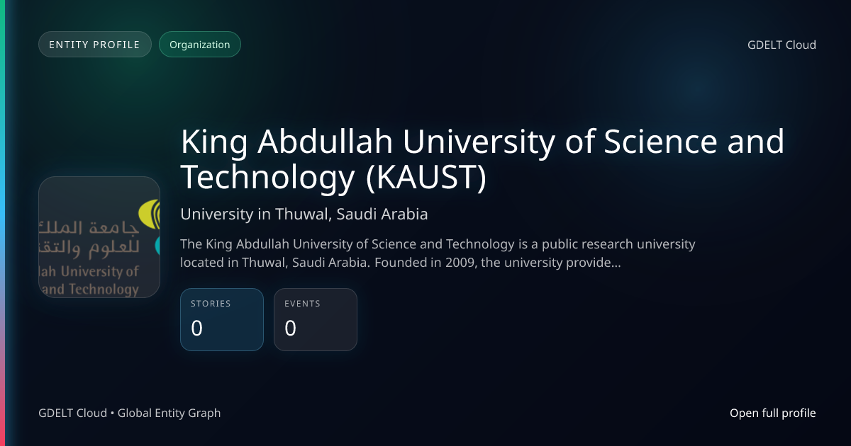 King Abdullah University of Science and Technology - GDELT Cloud Entity ...