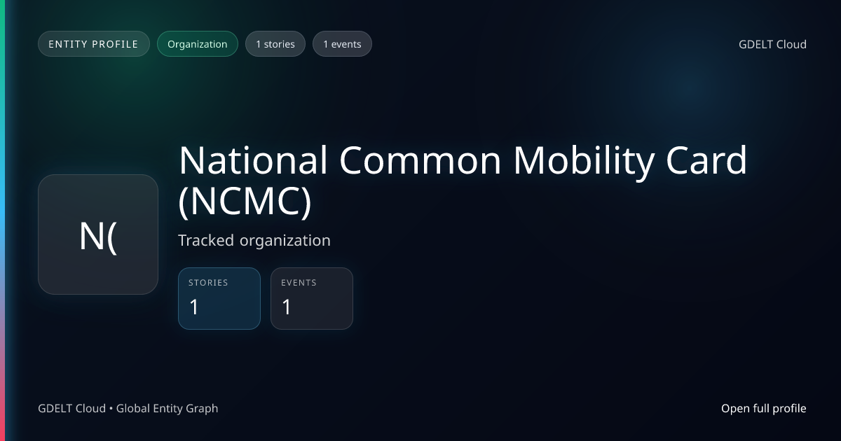 National Common Mobility Card - GDELT Cloud Entity | GDELT Cloud