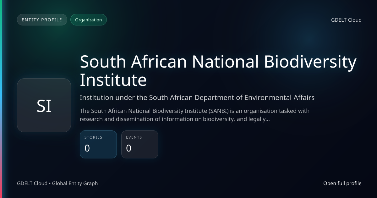 SA National Biodiversity Institute - GDELT Cloud Entity | GDELT Cloud