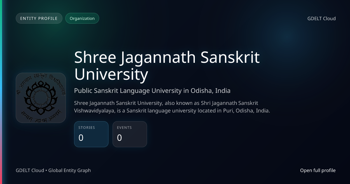 Shree Jagannath Sanskrit University - GDELT Cloud Entity | GDELT Cloud