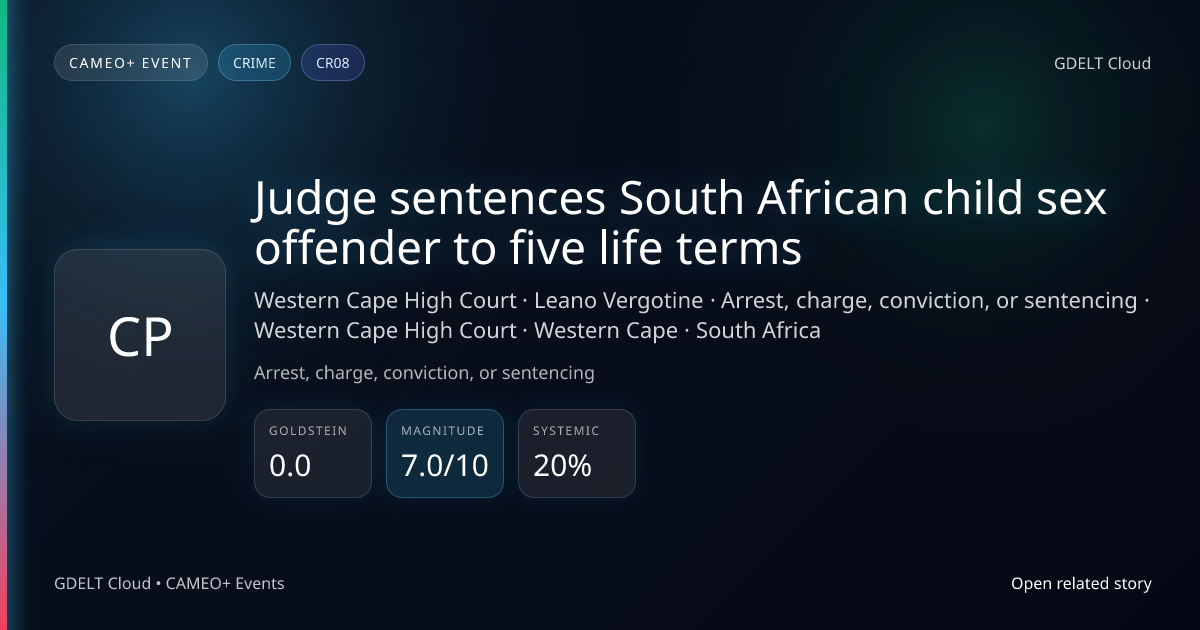 Judge sentences South African child sex offender to five life terms ...