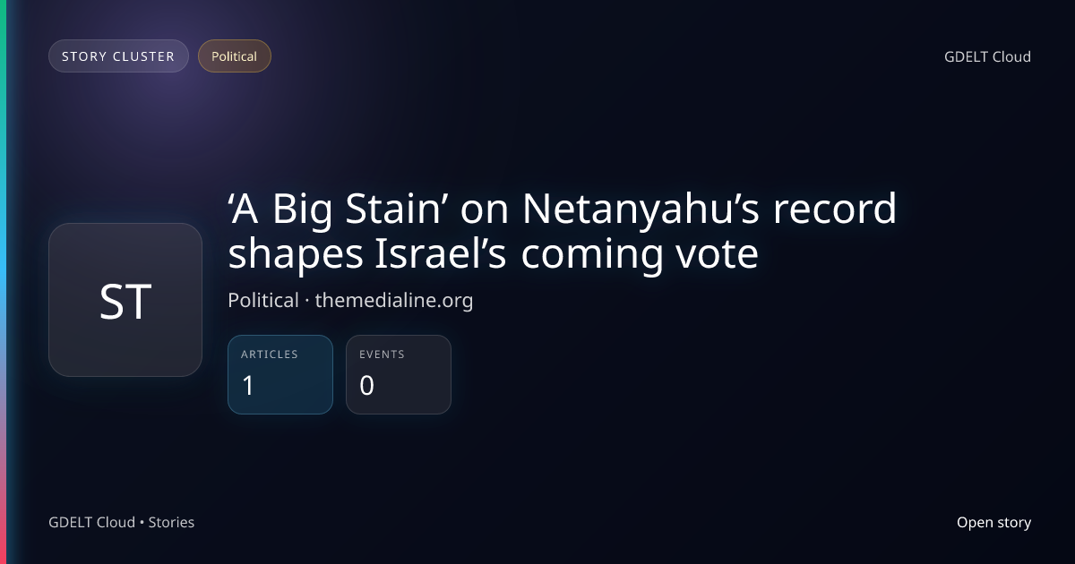 ‘A Big Stain’ on Netanyahu’s record shapes Israel’s coming vote - GDELT ...