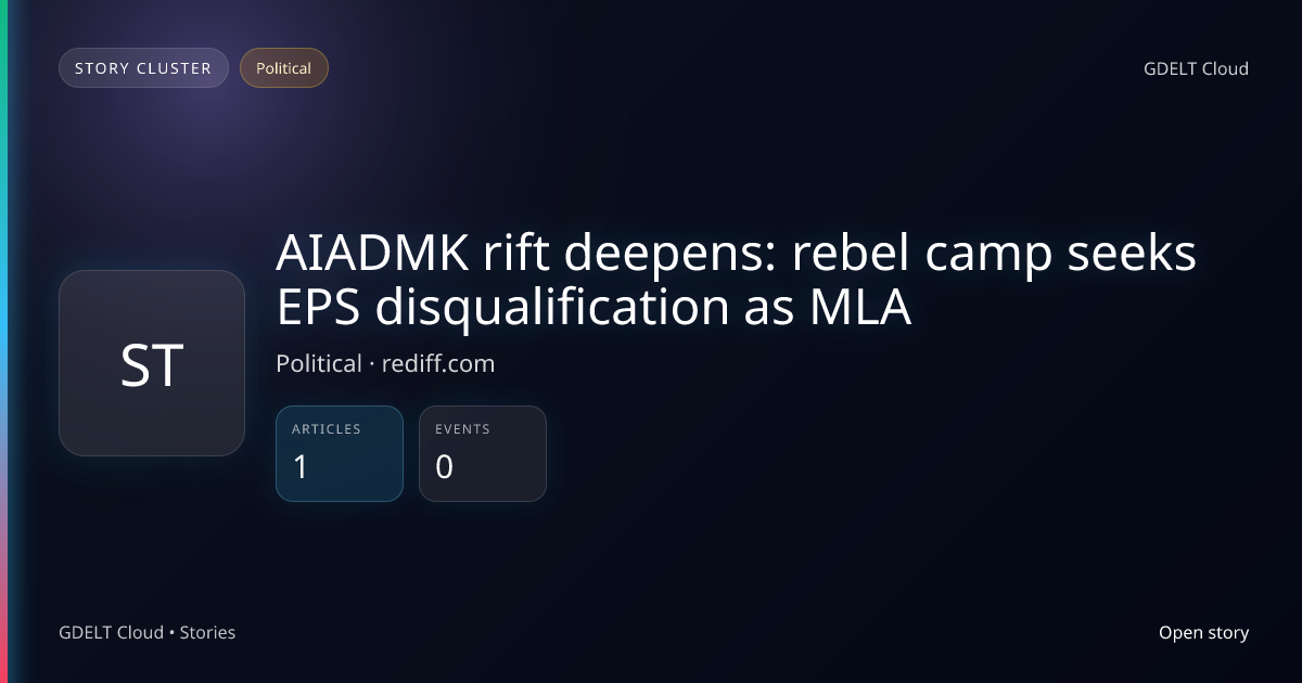 AIADMK rift deepens: rebel camp seeks EPS disqualification as MLA ...