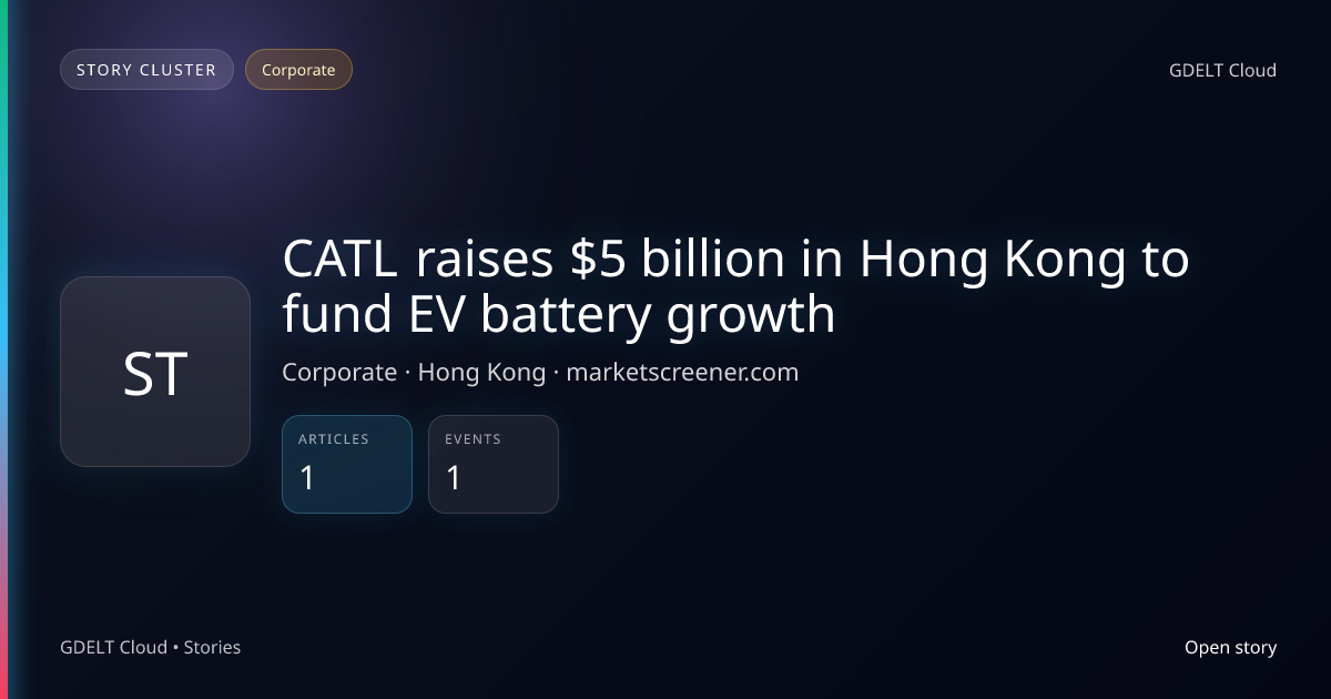 CATL raises $5 billion in Hong Kong to fund EV battery growth - GDELT ...