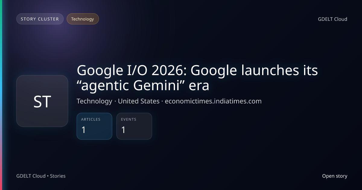 Google I/O 2026: Google launches its “agentic Gemini” era - GDELT Cloud ...