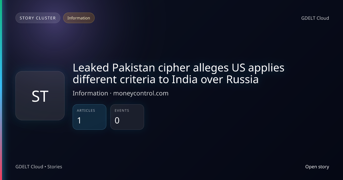 Leaked Pakistan cipher alleges US applies different criteria to India ...