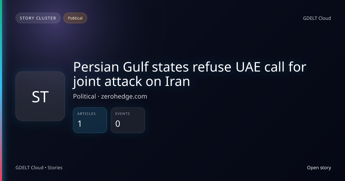 Persian Gulf states refuse UAE call for joint attack on Iran - GDELT ...
