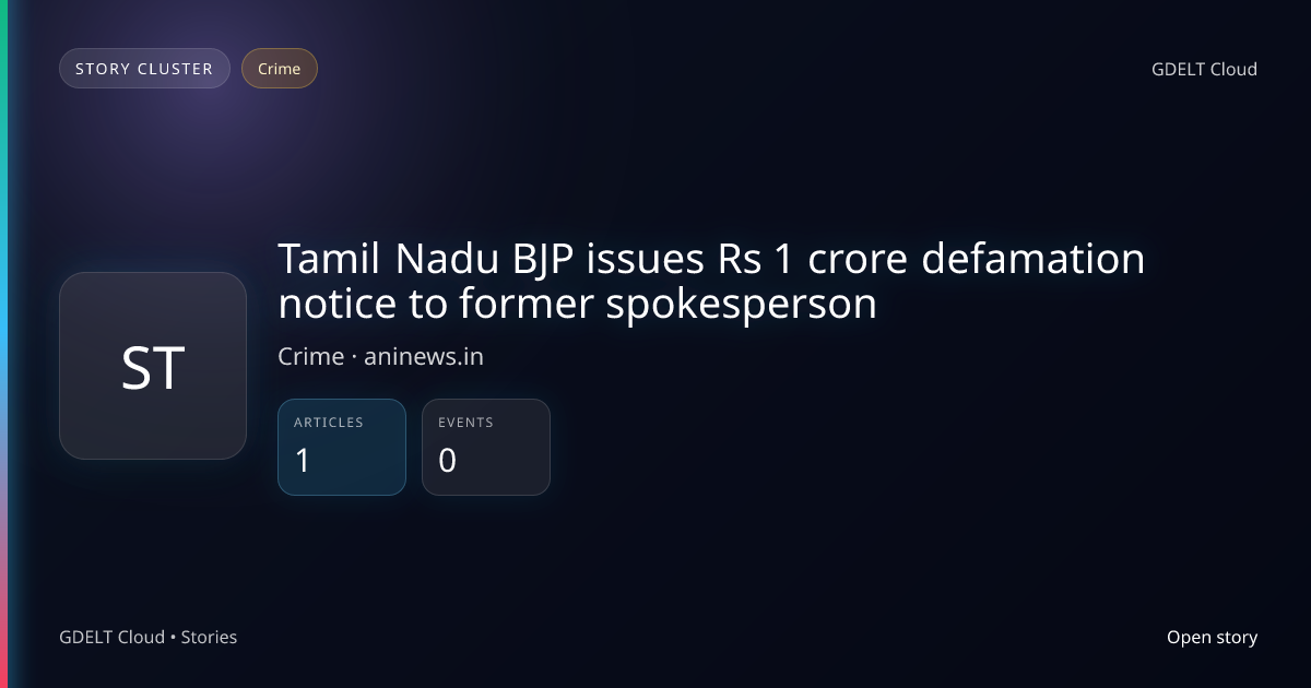 Tamil Nadu BJP issues Rs 1 crore defamation notice to former ...